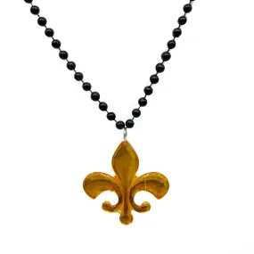 33" 7mm Black with Acrylic Fleur de Lis Pendant (Each)