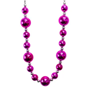 44" 20/40/60mm Metallic Hot Pink with Silver Round Necklace (Each)