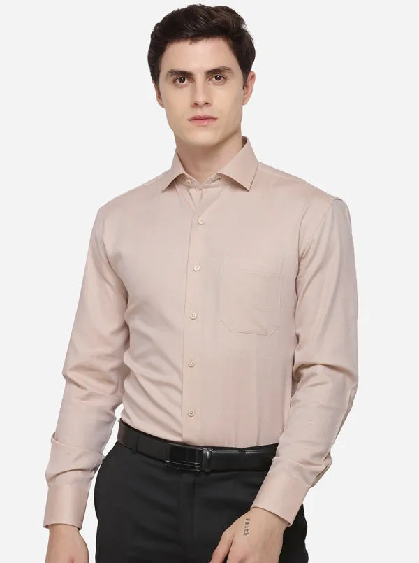 Beige Dobby Regular Fit Formal Shirt | JadeBlue