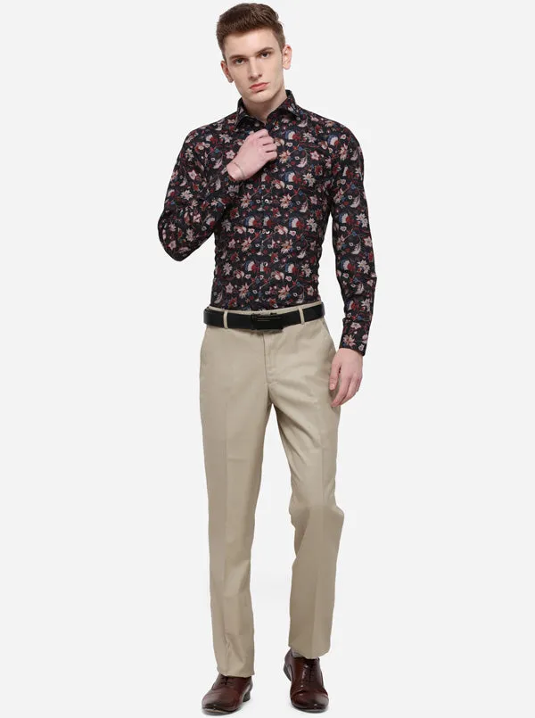 Black & Red Printed Slim Fit Party Wear Shirt | Wyre