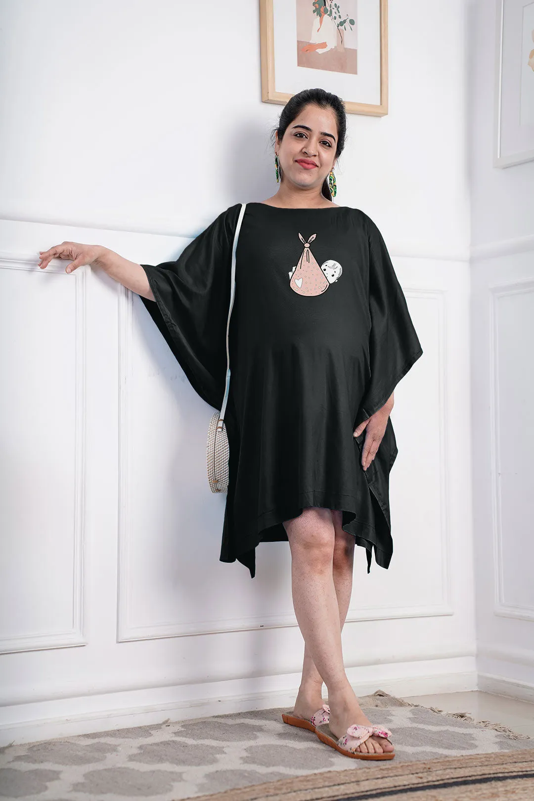 Black Rayon MaternityKaftan - Parcel