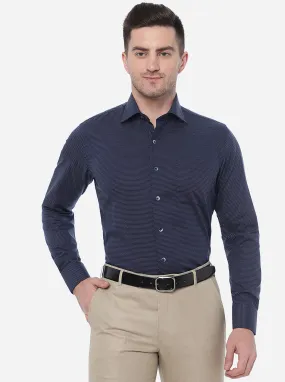 Blue   Printed Slim Fit Formal Shirt | Metal