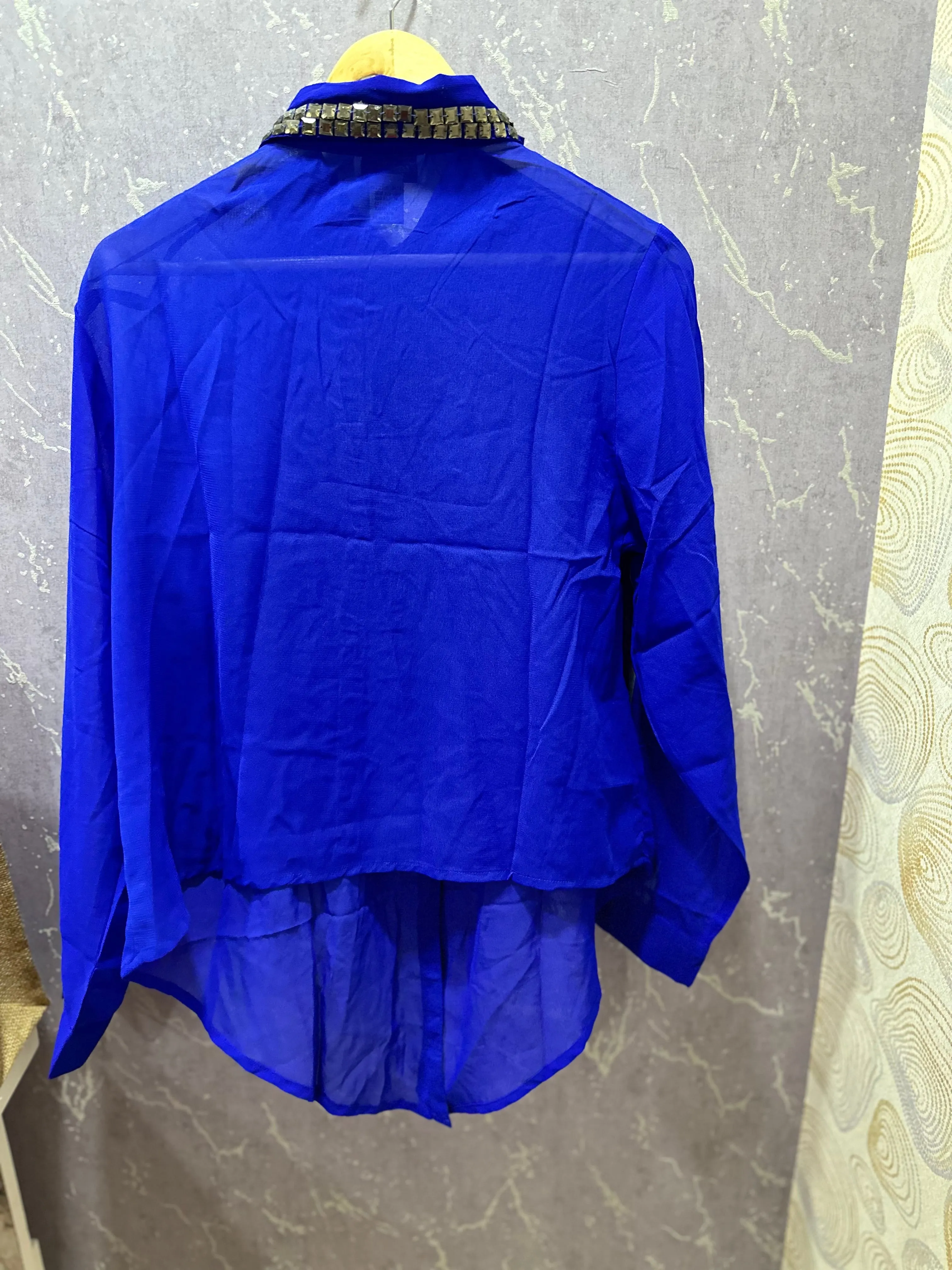 Blue Shirt with Designer Collars