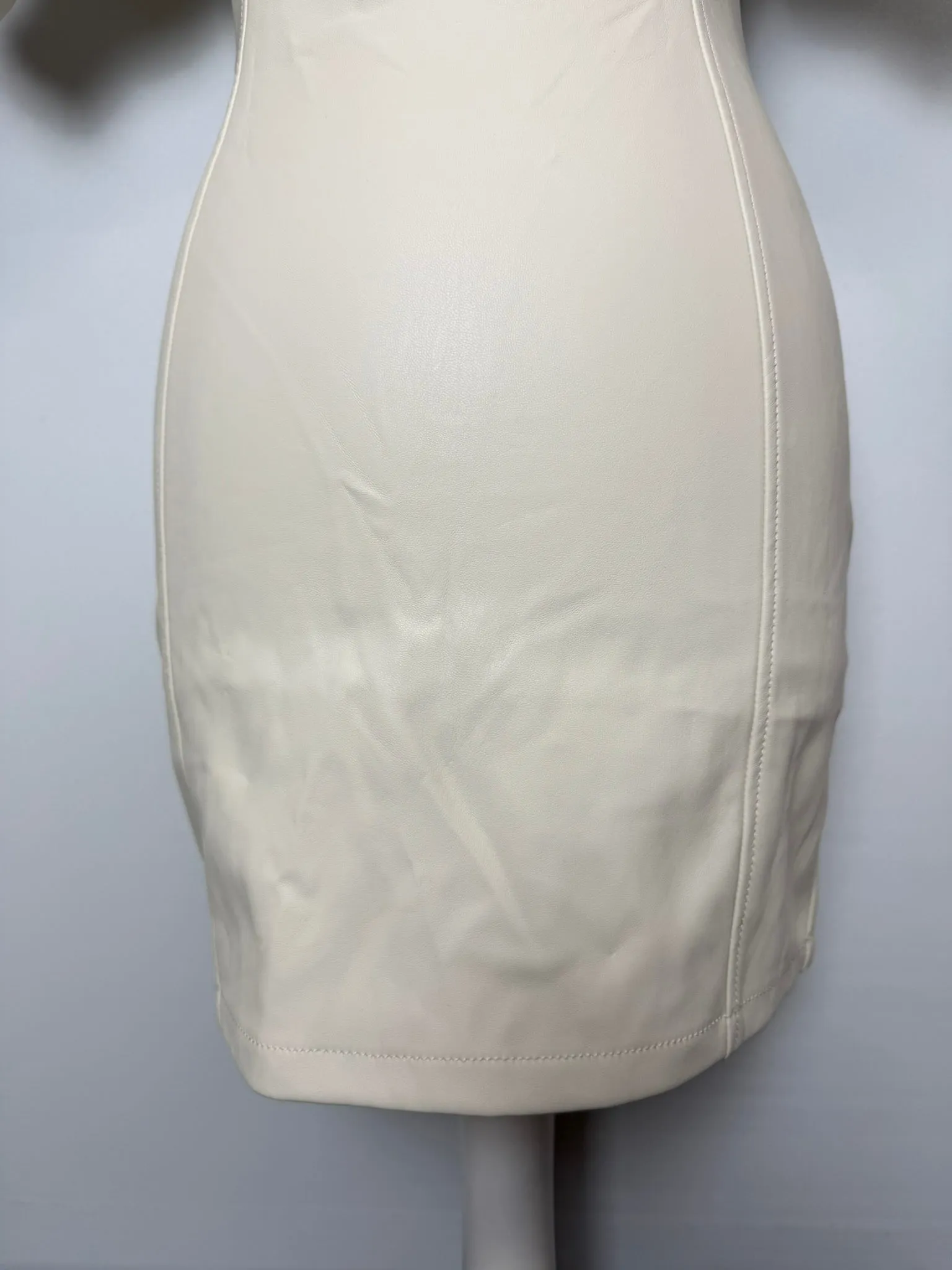 BNWT Miss Selfridge Cream Faux Leather Mini Dress Size 6