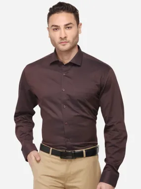 Brown Dobby Regular Fit Formal Shirt | JadeBlue