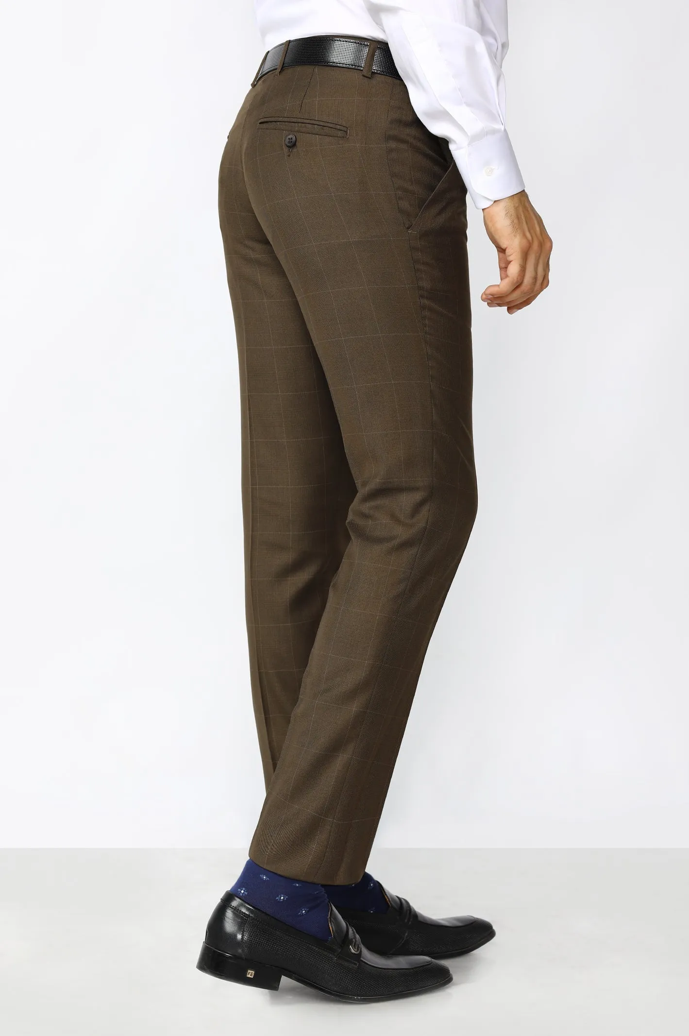 Brown Wash & Wear Slim Fit Trouser