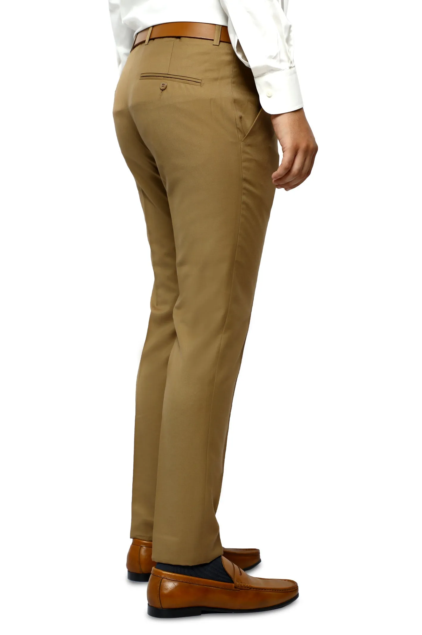 Camel Wash & Wear Slim Fit Trouser