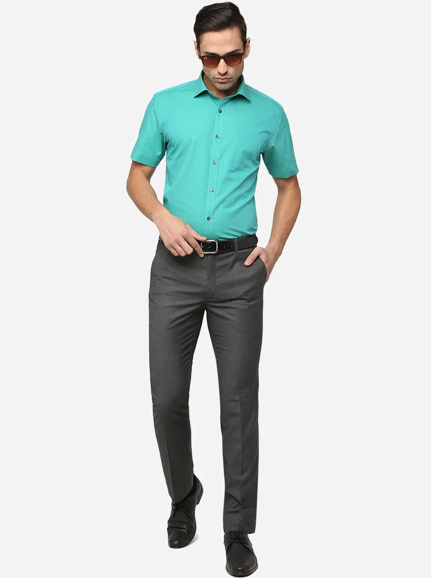 Caribean Blue Solid Regular Fit Formal Shirt | JadeBlue