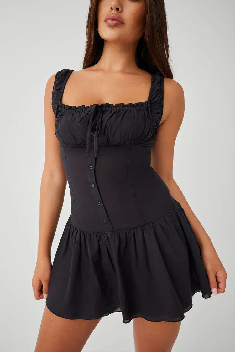 Christa Ruffle Mini Dress ~ Black