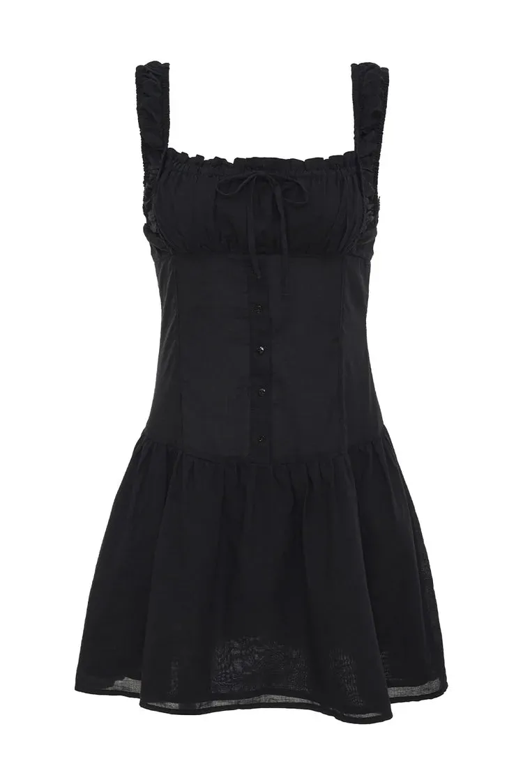 Christa Ruffle Mini Dress ~ Black