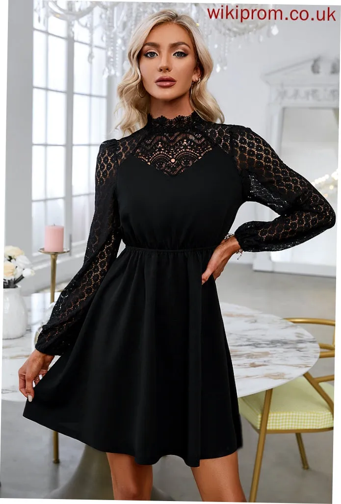 Club Dresses Round Elegant Sleeves Long A-line Mini Neck Dresses Polyester Jayda