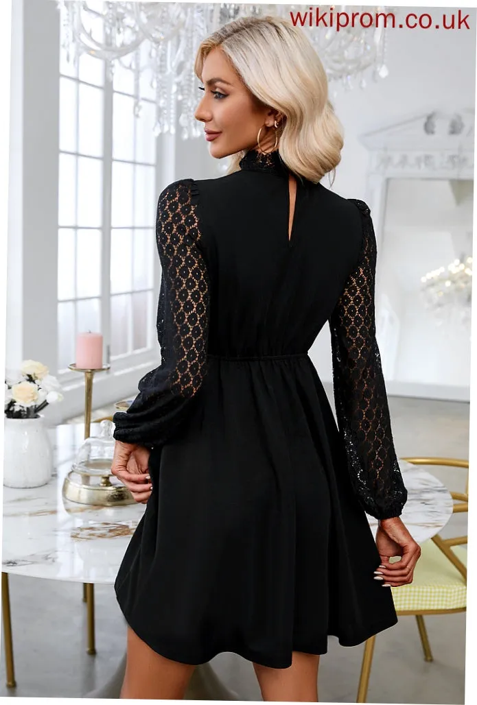 Club Dresses Round Elegant Sleeves Long A-line Mini Neck Dresses Polyester Jayda