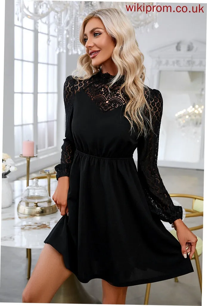 Club Dresses Round Elegant Sleeves Long A-line Mini Neck Dresses Polyester Jayda