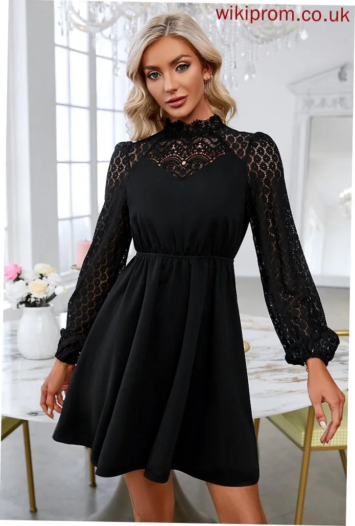 Club Dresses Round Elegant Sleeves Long A-line Mini Neck Dresses Polyester Jayda