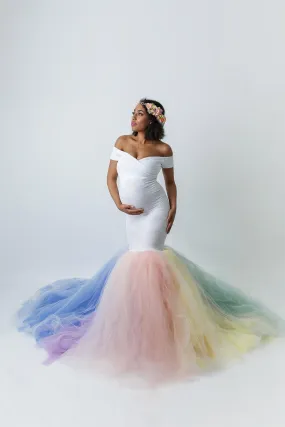 Designarche Colorful Frill Maternity gown