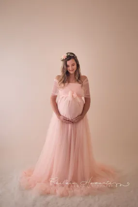 Designarche Peach Tule Maternity Wear and Baby Shower Dress