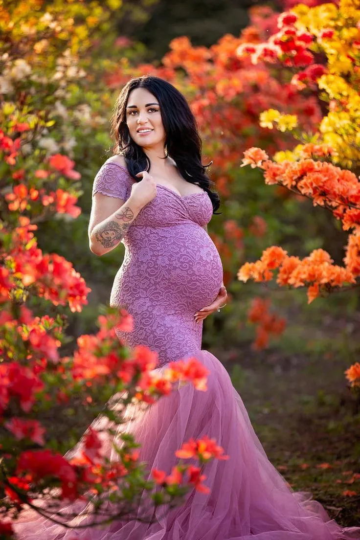 Designarche Pink Maternity Wear Long Gown