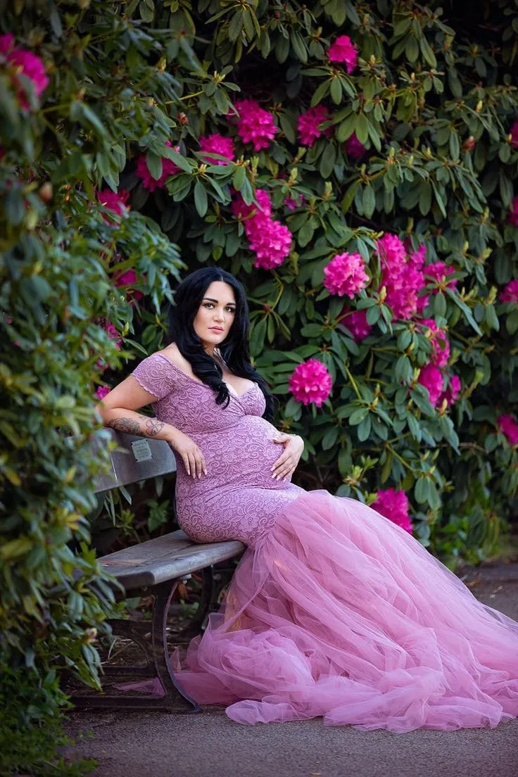 Designarche Pink Maternity Wear Long Gown