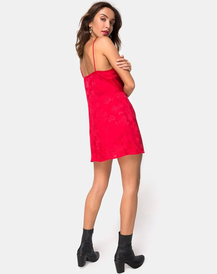 Furiosa Wrap Dress in Satin Rose Red