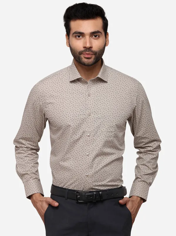 Grey Printed Regular Fit Formal Shirt | Greenfibre