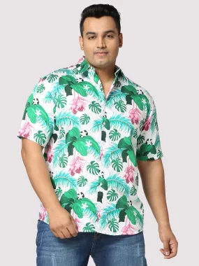 Hawaii Digital Printed Half Shirt Men's Plus Size