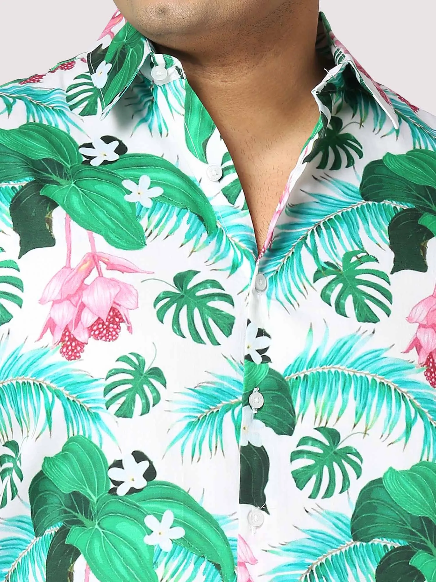 Hawaii Digital Printed Half Shirt Men's Plus Size