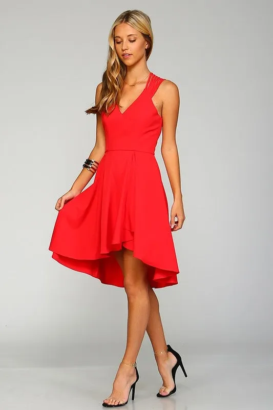 High Low Fit And Flare Wrap Dress