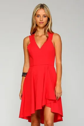 High Low Fit And Flare Wrap Dress