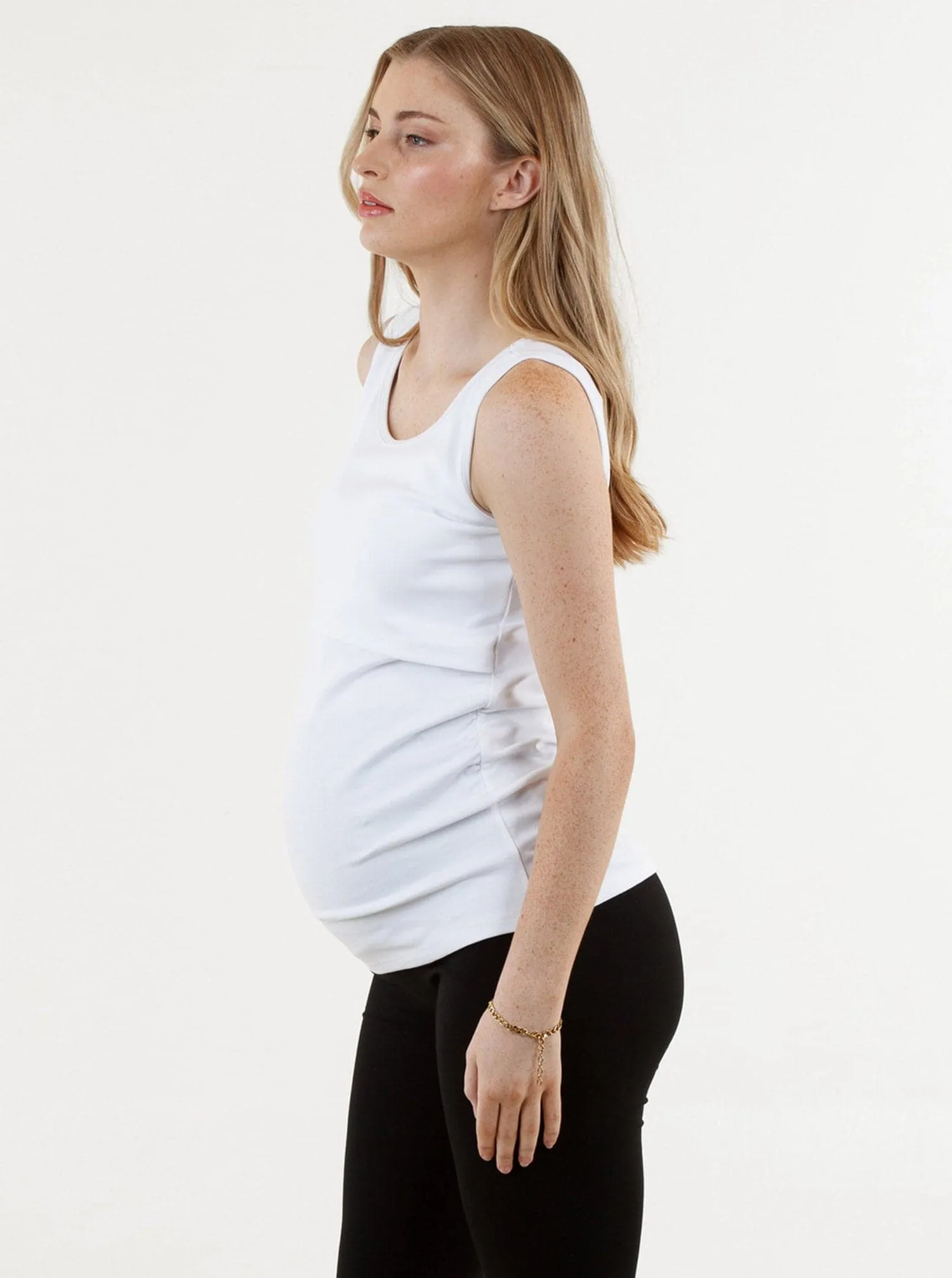 Maya Maternity & Nursing Cotton Tank - White