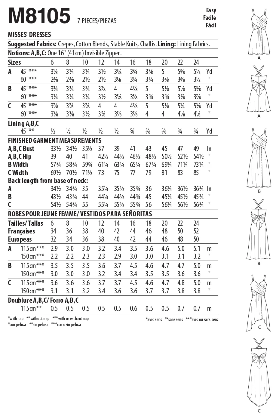 McCall's Pattern M8105 Misses' Dresses