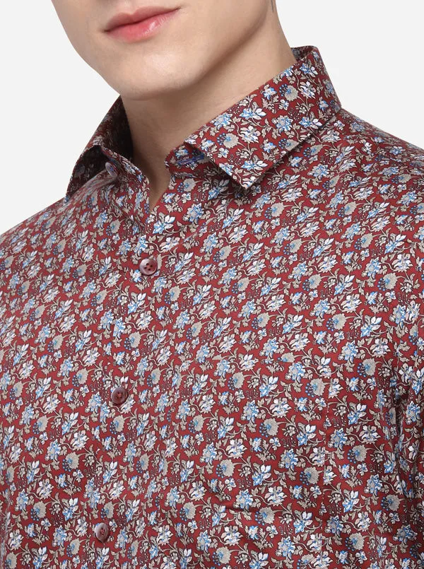 Multi Printed Tailored Fit Formal Shirt | Metal