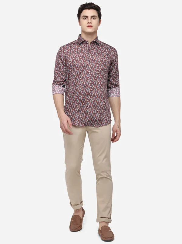 Multi Printed Tailored Fit Formal Shirt | Metal