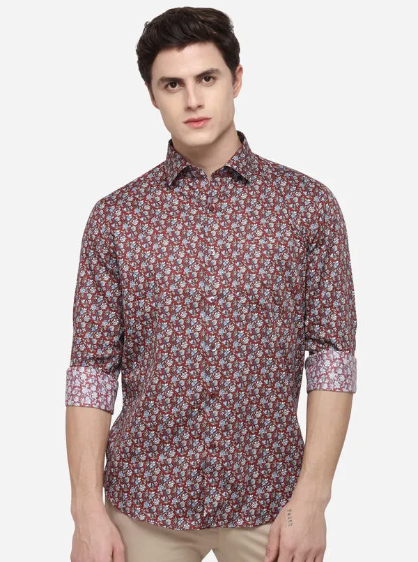 Multi Printed Tailored Fit Formal Shirt | Metal