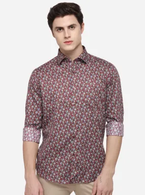 Multi Printed Tailored Fit Formal Shirt | Metal