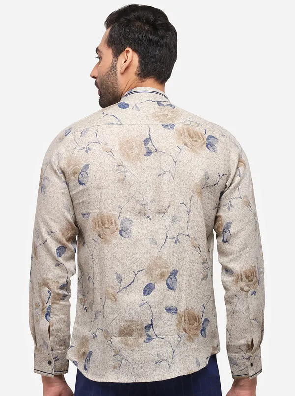 Natural Printed Slim Fit Party Wear Shirt | JB Studio