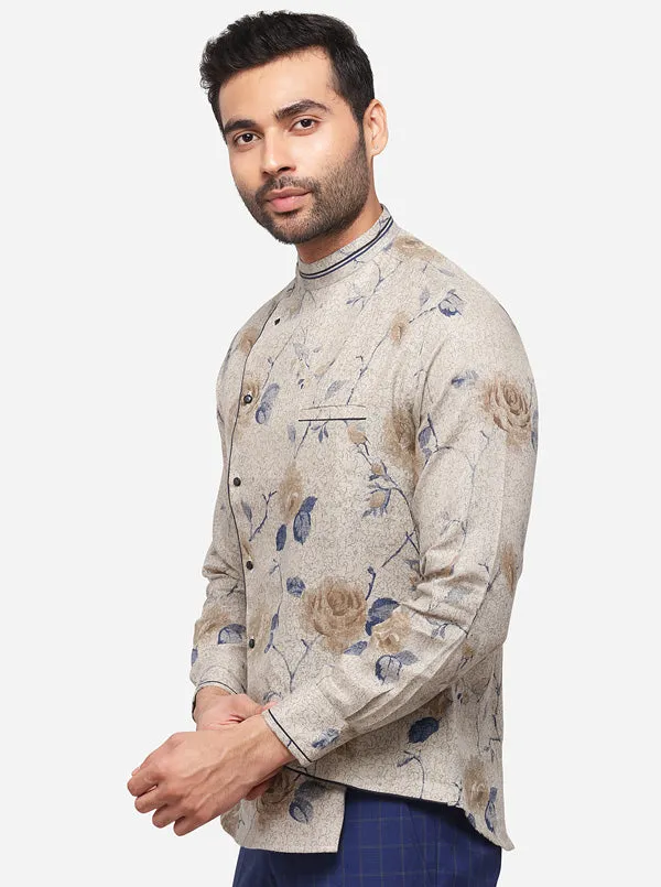 Natural Printed Slim Fit Party Wear Shirt | JB Studio