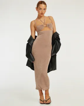 Nayara Cutout Maxi Dress in London Fog