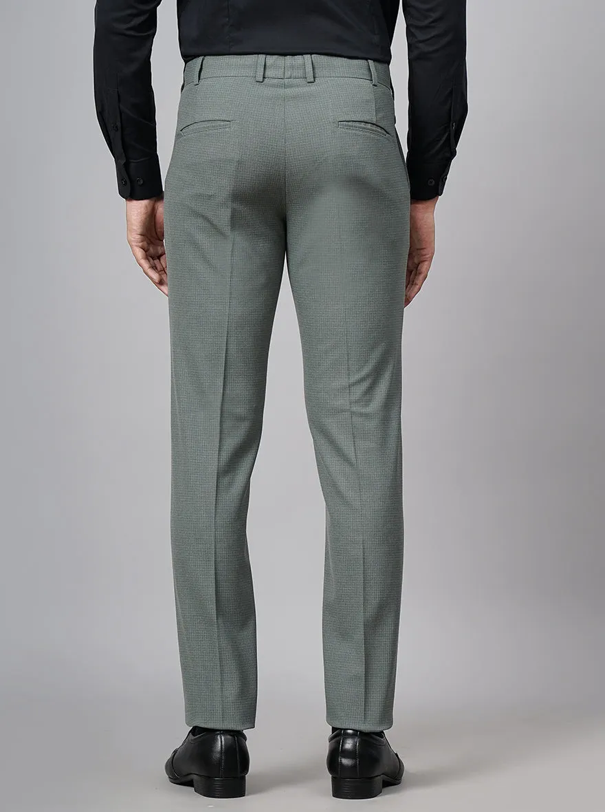 Olive Green Checked Super Slim Fit Formal Trouser | JB Studio