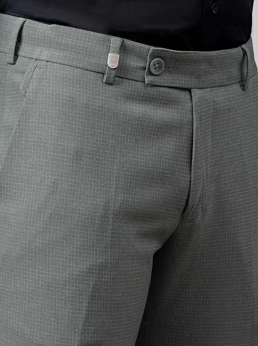 Olive Green Checked Super Slim Fit Formal Trouser | JB Studio