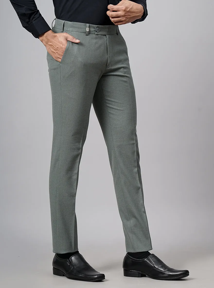 Olive Green Checked Super Slim Fit Formal Trouser | JB Studio