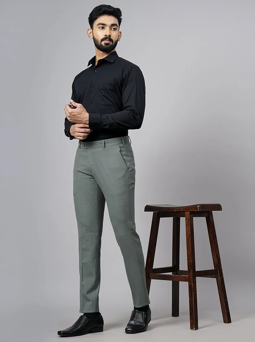 Olive Green Checked Super Slim Fit Formal Trouser | JB Studio