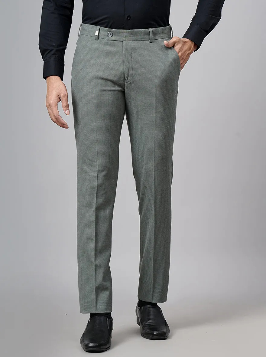 Olive Green Checked Super Slim Fit Formal Trouser | JB Studio