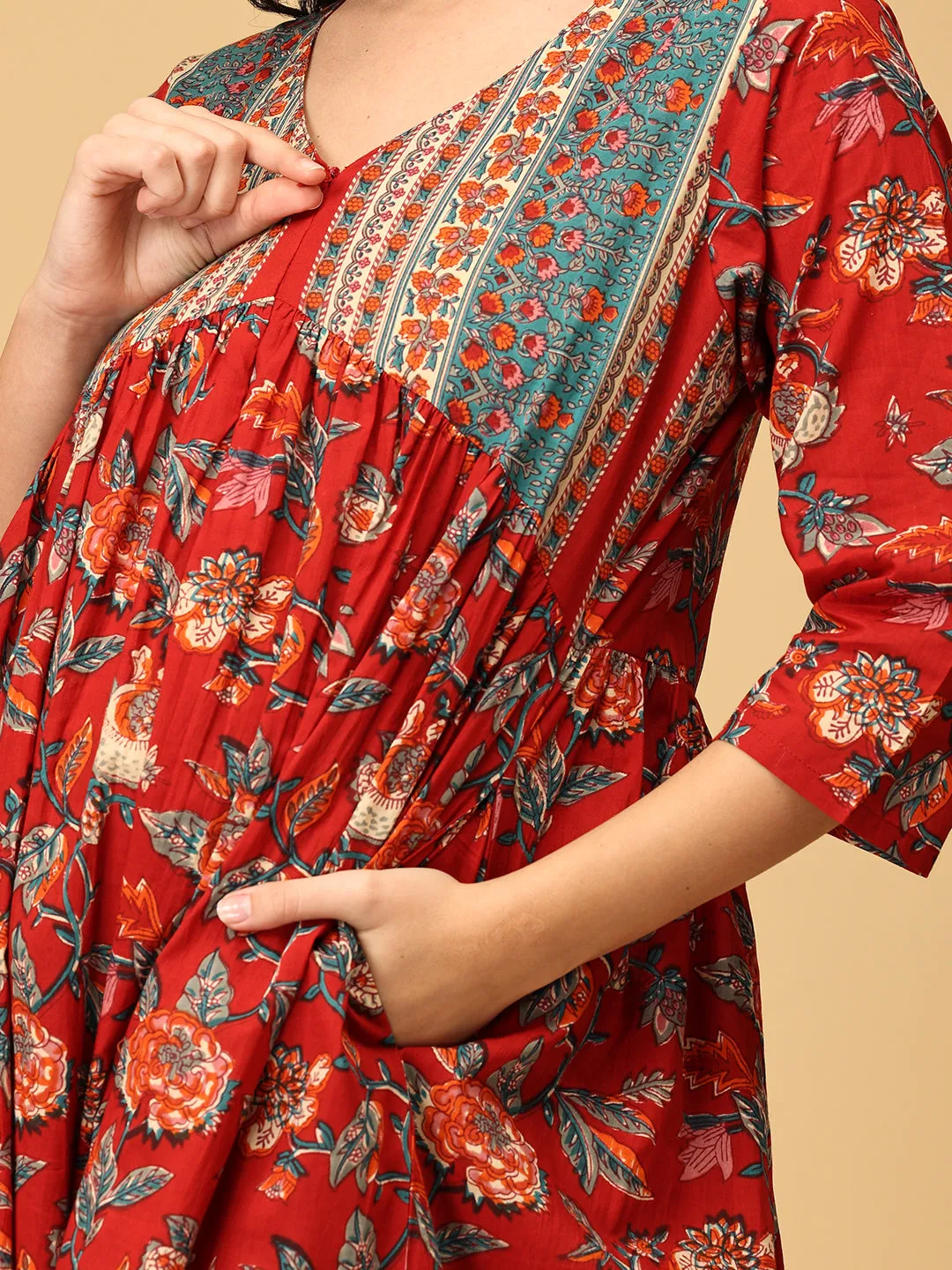 Phoolon Ki Bahaar Maternity and Nursing Kurta Set With Dupatta