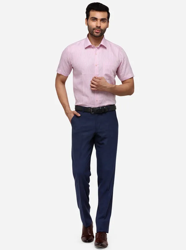 Pink & Blue Striped Regular Fit Formal Shirt | JadeBlue