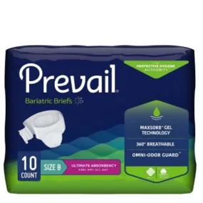 Prevail Bariatric Size B 3X-4X Briefs, Heavy Absorbent XXXL Diapers