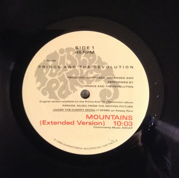 Prince And The Revolution - Mountains (12", Single, Spe) (VG )