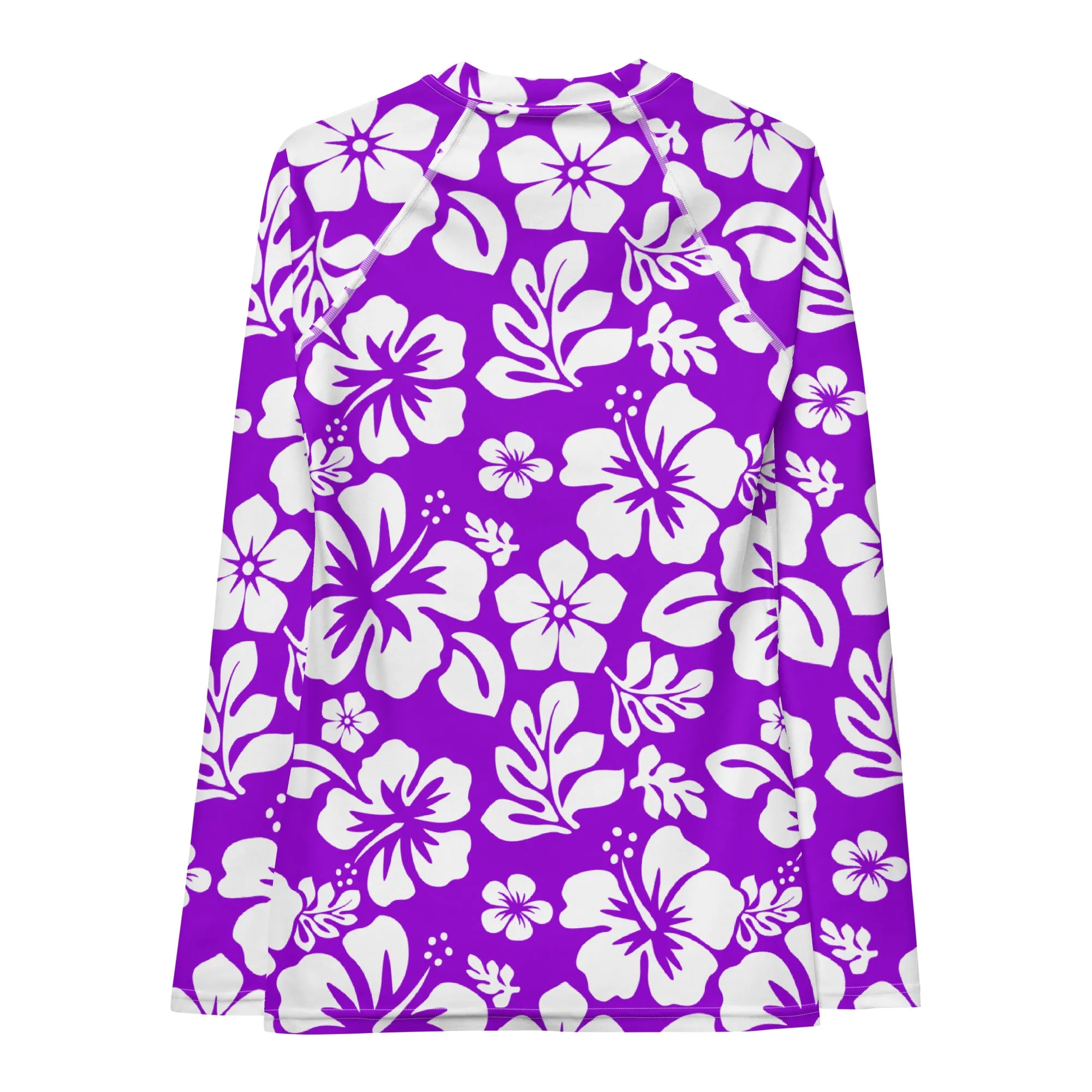 Purple and White Hawaiian Flowers Women's Rash Guard