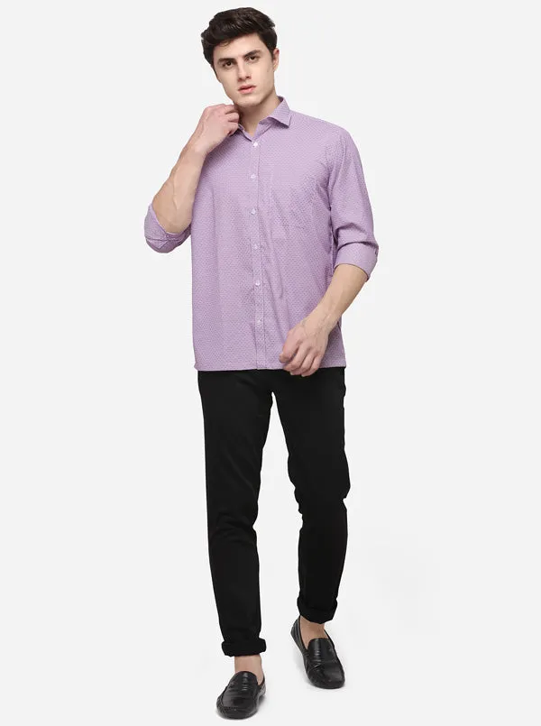 Purple Printed Regular Fit Formal Shirt | Greenfibre