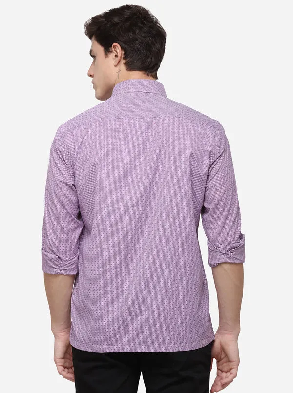 Purple Printed Regular Fit Formal Shirt | Greenfibre