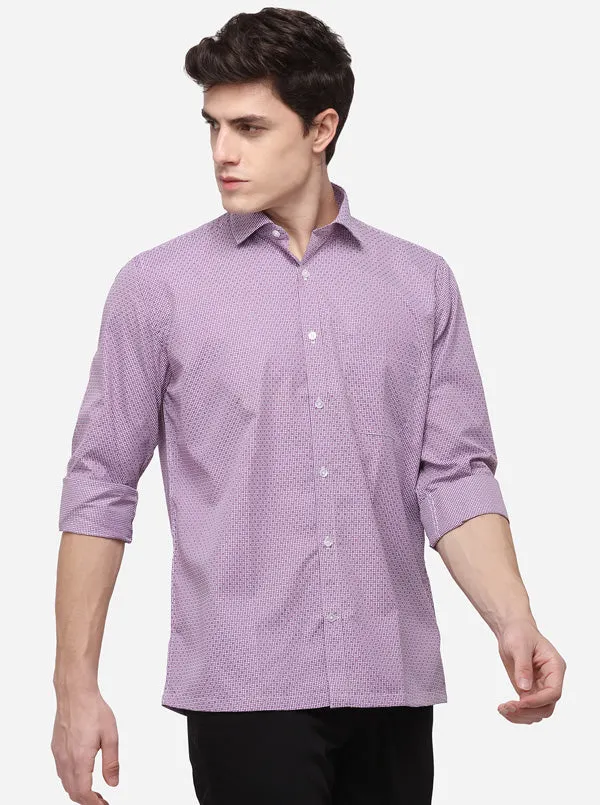 Purple Printed Regular Fit Formal Shirt | Greenfibre